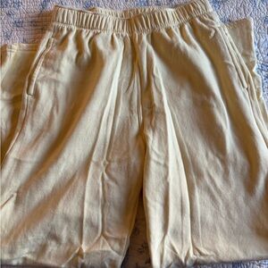 HOLLISTER WIDE LEG SWEATPANTS-S-PASTEL YELLOW